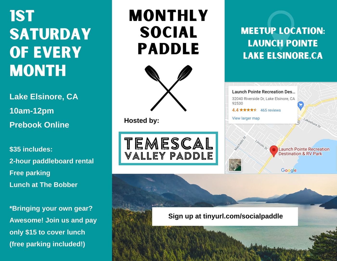 Monthly Social Paddle Event at Lake Elsinore